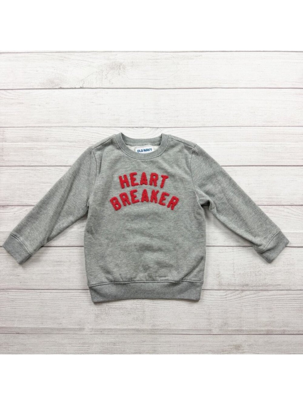 Old Navy Heart Breaker Sweatshirt Gray Red Toddler Boys Long Sleeve 5T